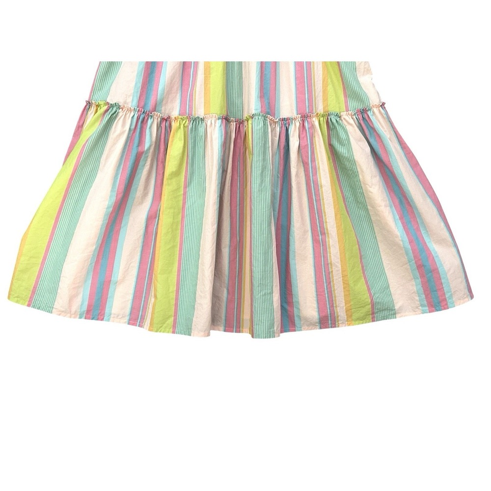 Rails Carmen Mini Dress Guava Rainbow Stripe Tier Sundress Medium Smocked Waist - Picture 5 of 16